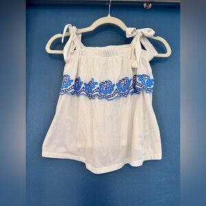 Lilly Pulitzer White Top with Blue Embroidered Accents